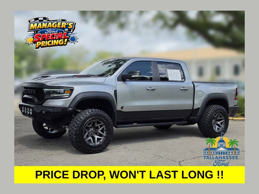 2021 RAM 1500 TRX in Billet Silver Metallic Clearcoat — front three-quarter view