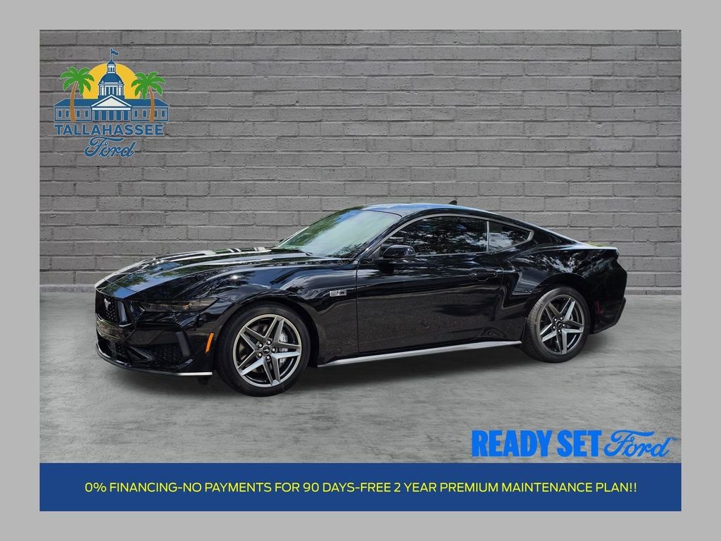 2026 Ford Mustang GT in Shadow Black — front three-quarter view