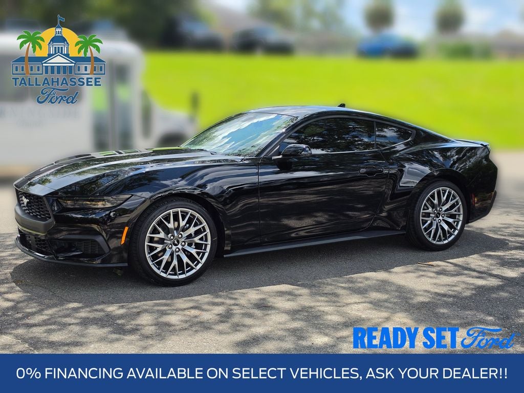 2026 Ford Mustang EcoBoost Premium in Shadow Black — front three-quarter view