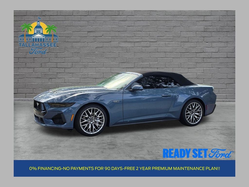 2026 Ford Mustang GT Premium in Vapor Blue Metallic — front three-quarter view