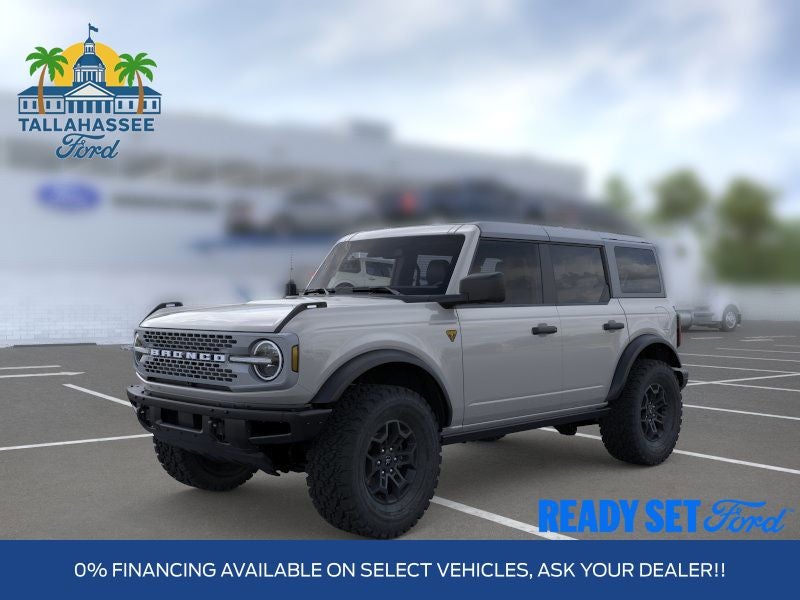 2026 Ford Bronco Badlands in Avalanche Gray — front three-quarter view