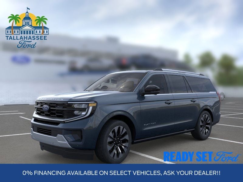 2026 Ford Expedition Max Platinum in Stone Blue Metallic — front three-quarter view