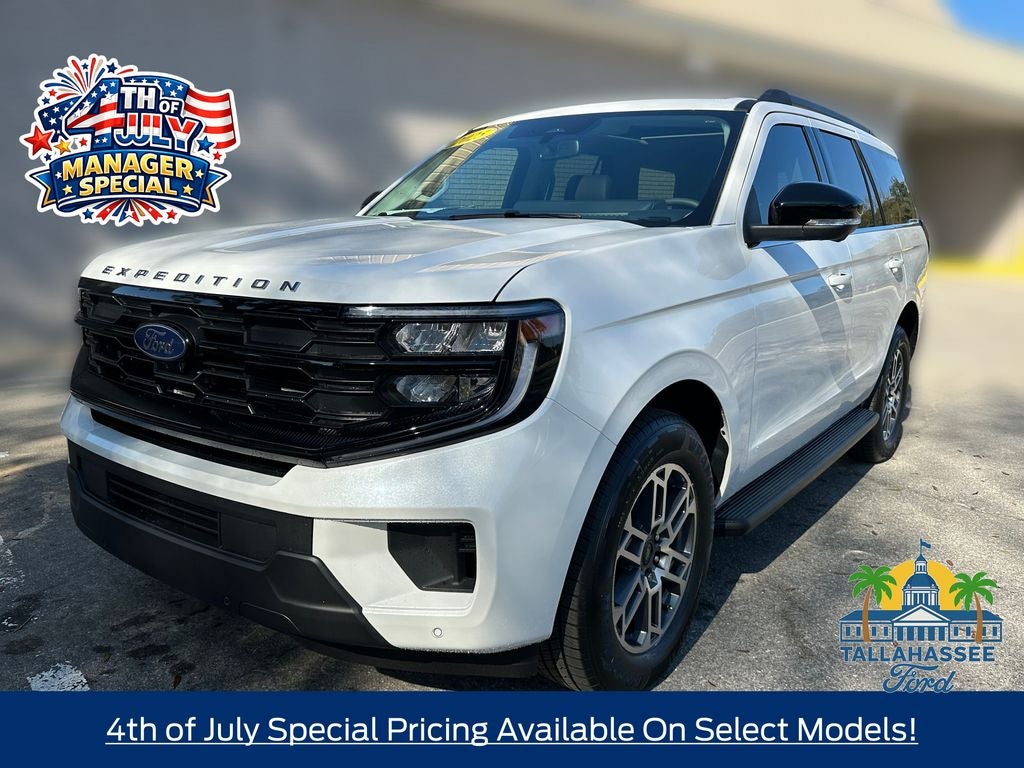 2025 Ford Expedition Active in Star White Metallic Tri-Coat — front three-quarter view