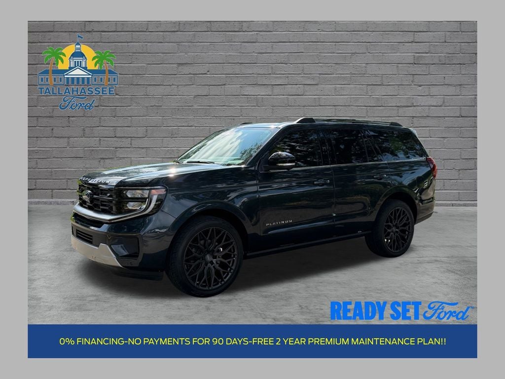 2026 Ford Expedition Platinum in Stone Blue Metallic — front three-quarter view