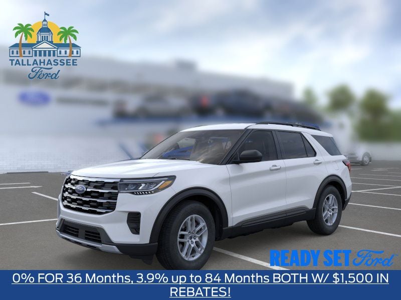 2026 Ford Explorer Active in Space White Metallic — front three-quarter view