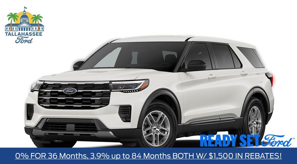 2026 Ford Explorer Active in Star White Metallic Tri-Coat — front three-quarter view