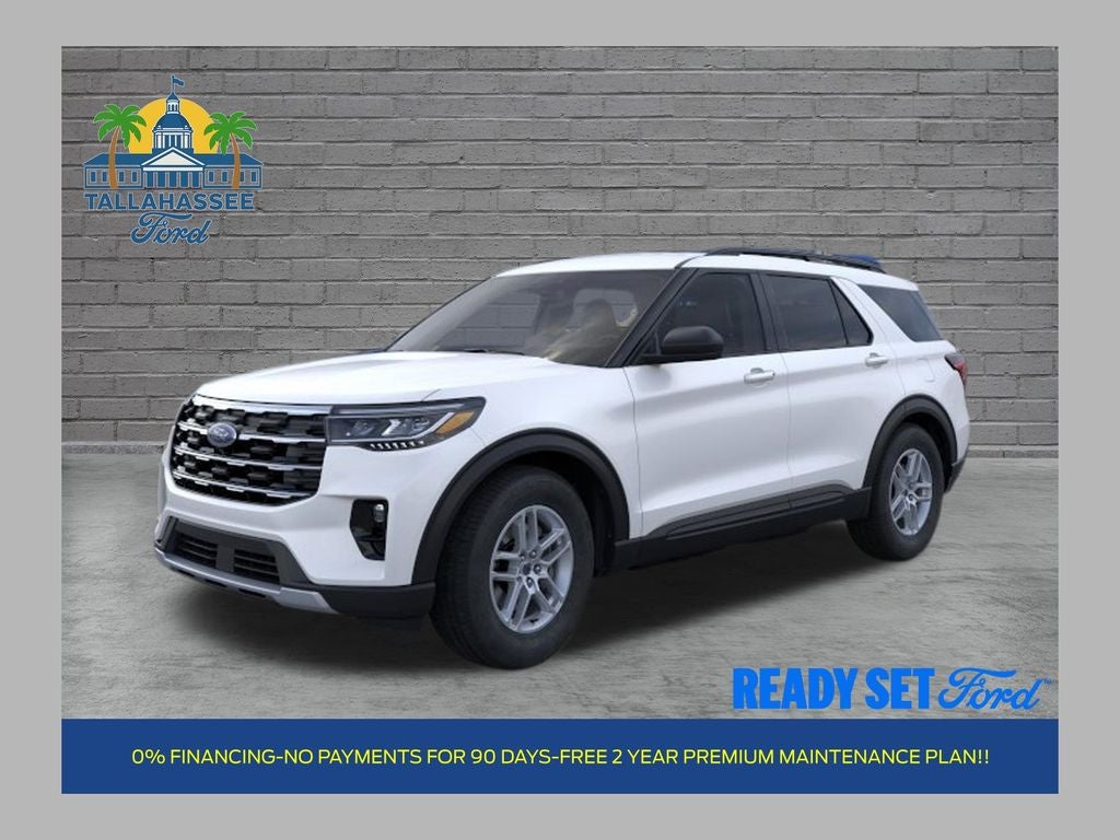2026 Ford Explorer Active in Star White Metallic Tri-Coat — front three-quarter view
