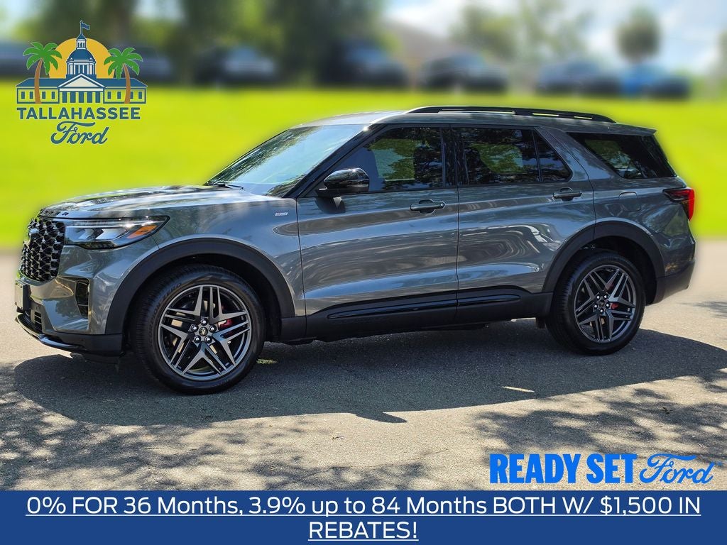 2026 Ford Explorer ST-Line in Carbonized Gray Metallic — front three-quarter view