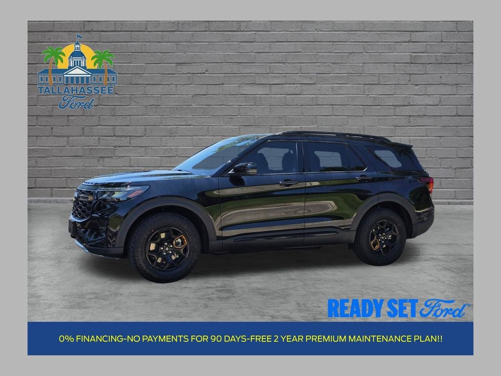 2026 Ford Explorer Tremor in Agate Black Metallic — front three-quarter view