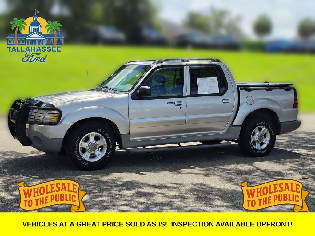 2003 Ford Explorer Sport Trac XLS in Silver Birch Clearcoat Metallic — front three-quarter view