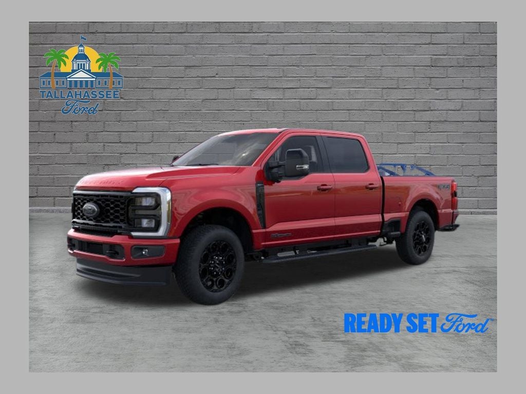 2026 Ford F-250SD Lariat in Ruby Red Metallic Tinted Clearcoat — front three-quarter view