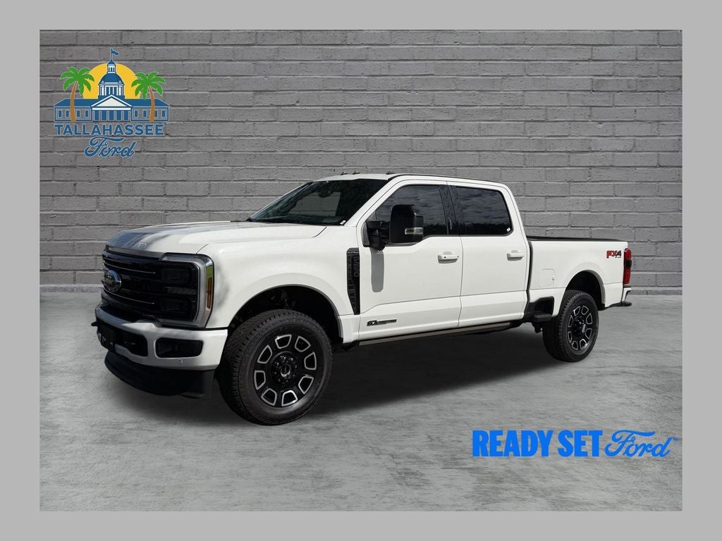 2026 Ford F-250SD Platinum in Star White Metallic Tri-Coat — front three-quarter view