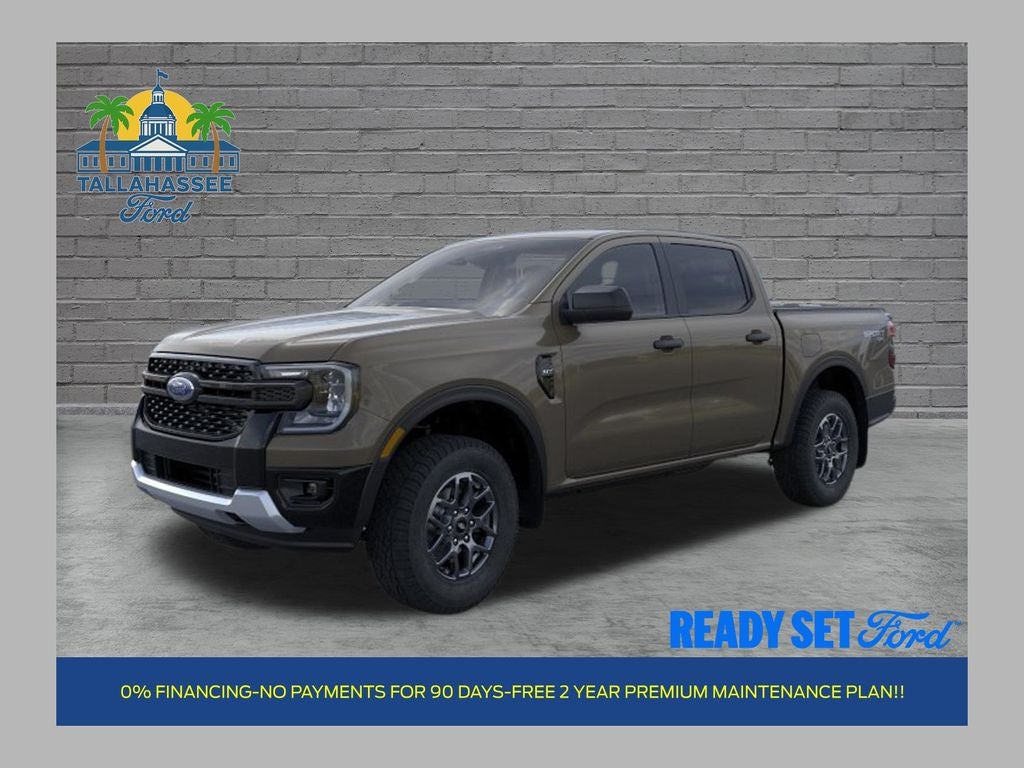 2026 Ford Ranger XLT in Marsh Gray — front three-quarter view