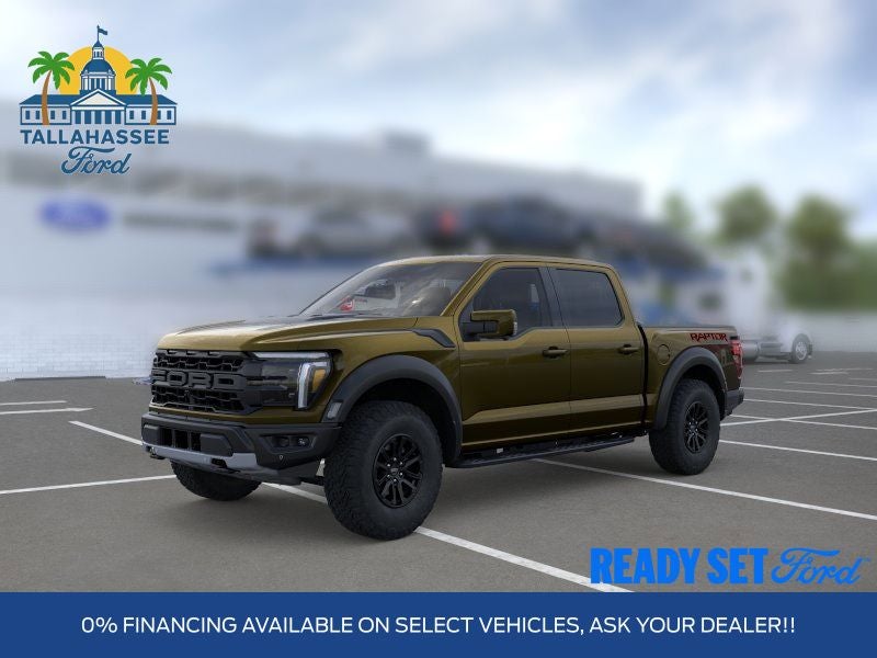 2026 Ford F-150 Raptor in Shelter Green — front three-quarter view