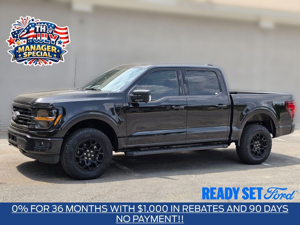 2026 Ford F-150 XLT in Agate Black Metallic — front three-quarter view
