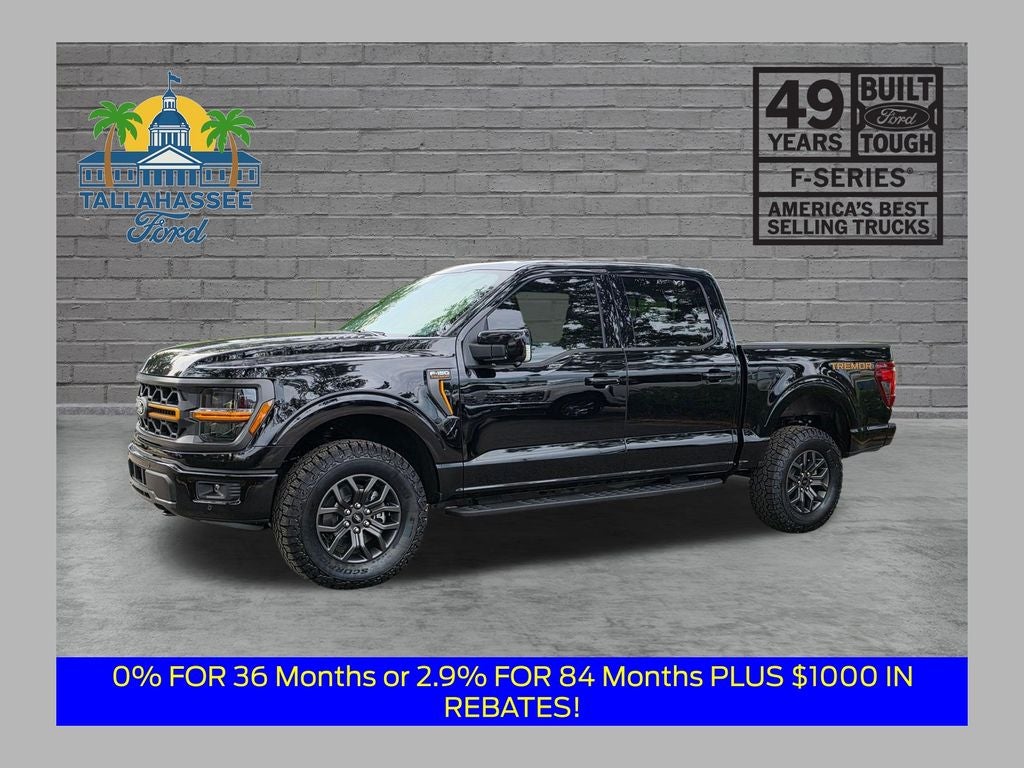 2026 Ford F-150 Tremor in Agate Black Metallic — front three-quarter view