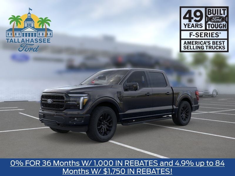 2026 Ford F-150 Lariat in Agate Black Metallic — front three-quarter view