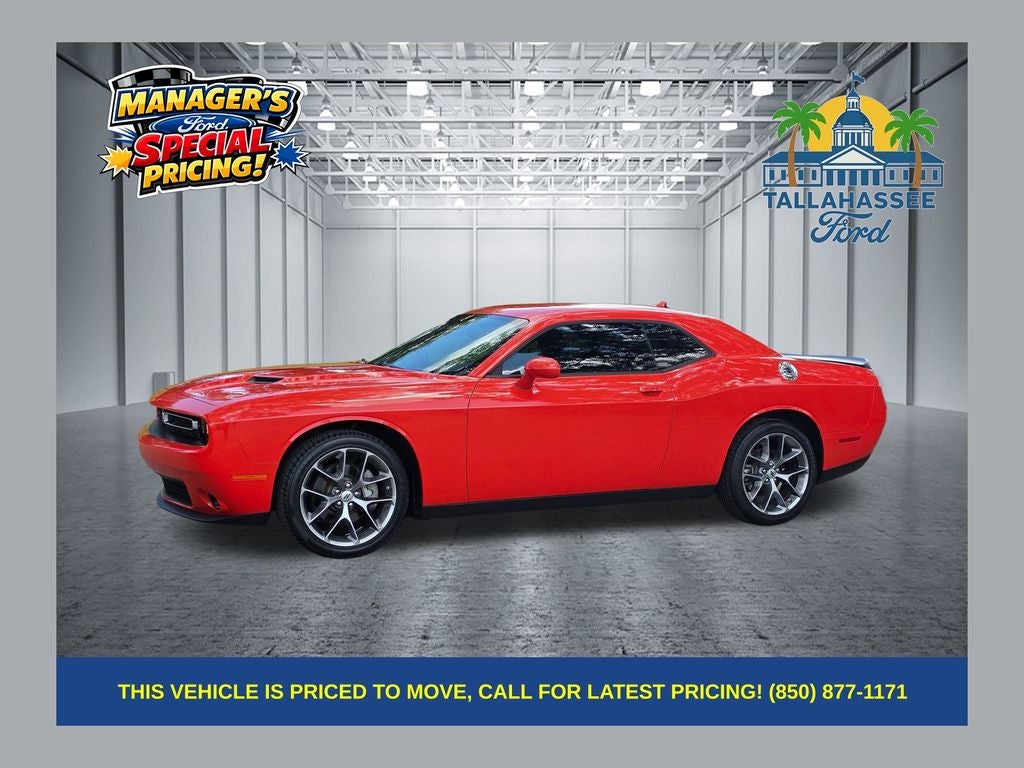 2023 Dodge Challenger SXT in Go Mango! — front three-quarter view