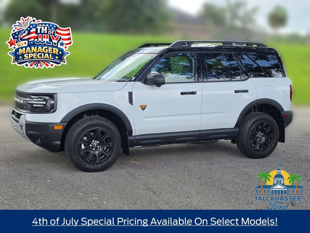 2026 Ford Bronco Sport Badlands in Oxford White — front three-quarter view
