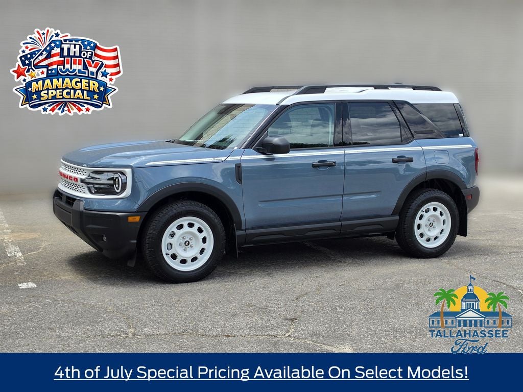 2026 Ford Bronco Sport Heritage in Azure Gray Metallic Tri-Coat — front three-quarter view