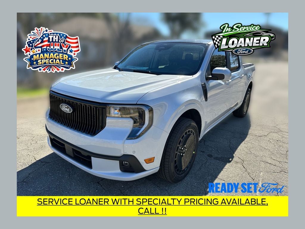 2026 Ford Maverick Lobo High in Space White Metallic — front three-quarter view