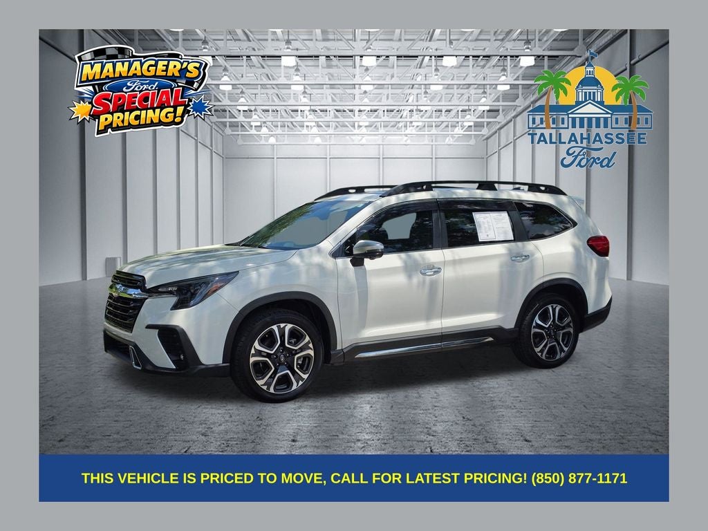 2023 Subaru Ascent Touring in Crystal White Pearl — front three-quarter view