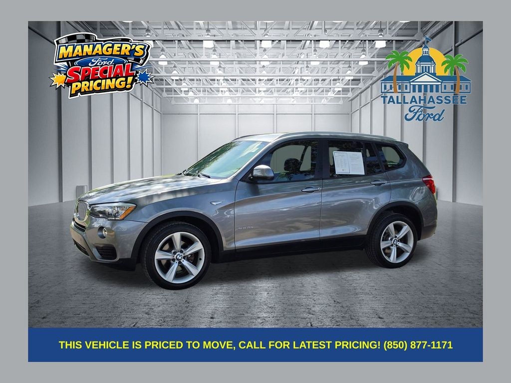 2017 BMW X3 sDrive28i in Space Gray Metallic — front three-quarter view