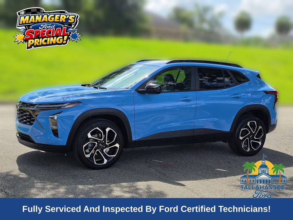 2024 Chevrolet Trax 2RS in Fountain Blue — front three-quarter view