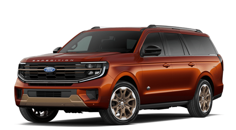 2027 Ford Expedition MAX King Ranch in Bronze Fire Metallic Tinted Clearcoat — front three-quarter view