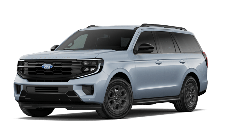 2027 Ford Expedition Active in Glacier Gray Metallic Tri-Coat — front three-quarter view