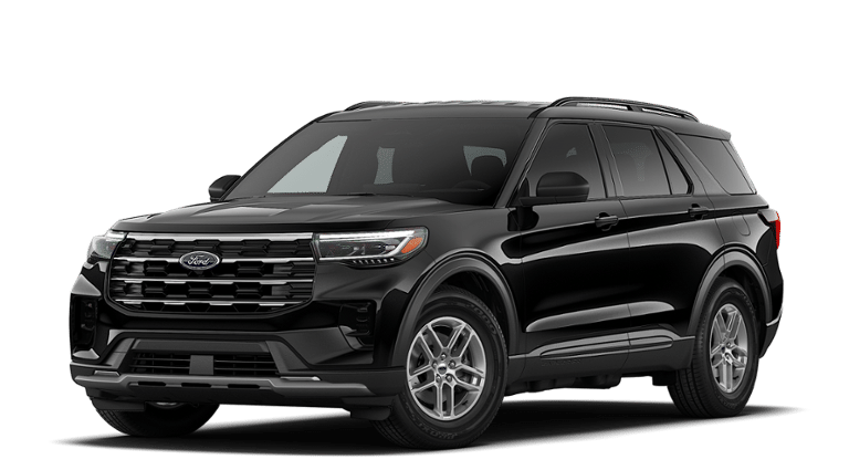 2026 Ford Explorer Active in Agate Black Metallic — front three-quarter view