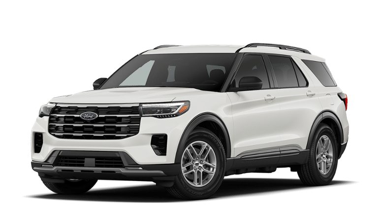 2026 Ford Explorer Active in Star White Metallic Tri-Coat — front three-quarter view