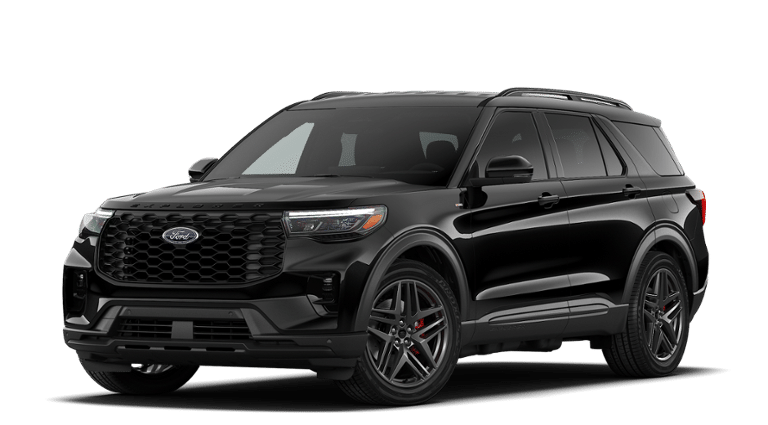2026 Ford Explorer ST-Line in Agate Black Metallic — front three-quarter view