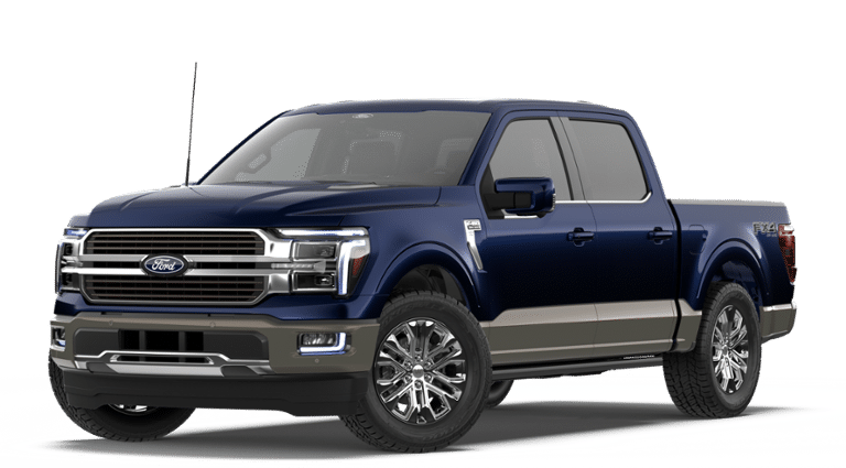 2026 Ford F-150 King Ranch in Antimatter Blue Metallic — front three-quarter view