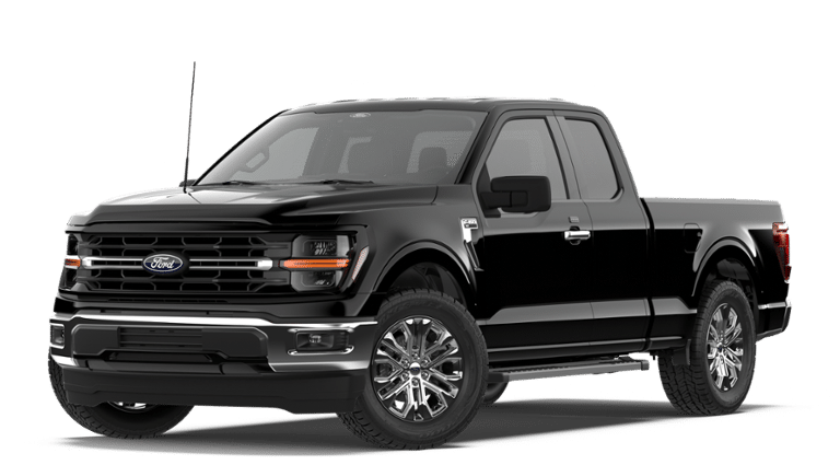 2026 Ford F-150 XLT in Agate Black Metallic — front three-quarter view